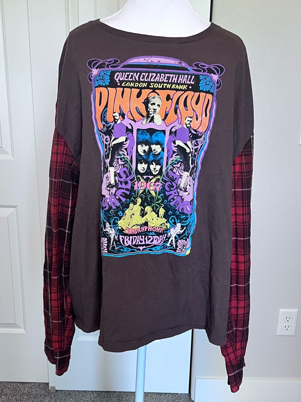 Pink Floyd Upcycled Graphic T-Shirt & Flannel Sz XL